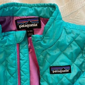 Patagonia Nano Puff aqua green blue and purple toddler jacket 12-18 months